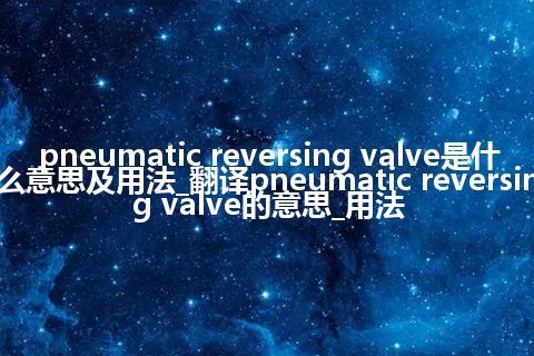pneumatic reversing valve是什么意思及用法_翻译pneumatic reversing valve的意思_用法