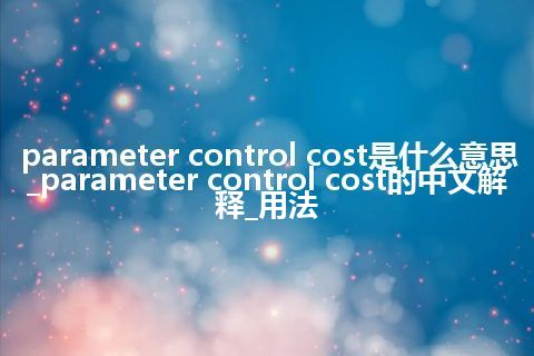 parameter control cost是什么意思_parameter control cost的中文解释_用法