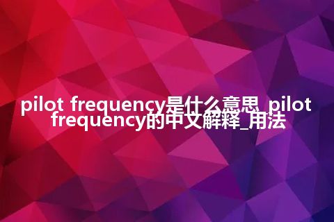 pilot frequency是什么意思_pilot frequency的中文解释_用法