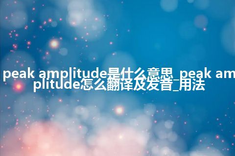 peak amplitude是什么意思_peak amplitude怎么翻译及发音_用法