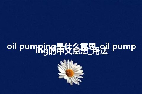 oil pumping是什么意思_oil pumping的中文意思_用法