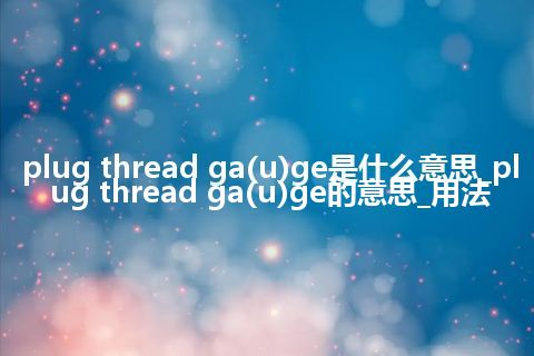 plug thread ga(u)ge是什么意思_plug thread ga(u)ge的意思_用法