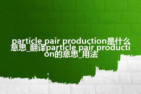 particle pair production是什么意思_翻译particle pair production的意思_用法