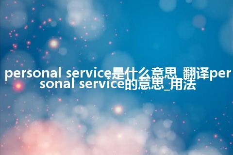 personal service是什么意思_翻译personal service的意思_用法