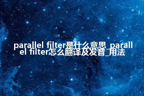 parallel filter是什么意思_parallel filter怎么翻译及发音_用法