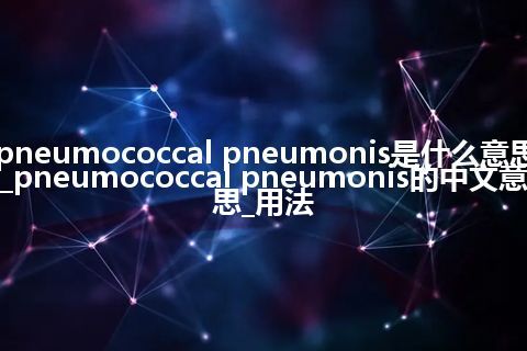 pneumococcal pneumonis是什么意思_pneumococcal pneumonis的中文意思_用法