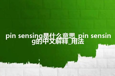pin sensing是什么意思_pin sensing的中文解释_用法