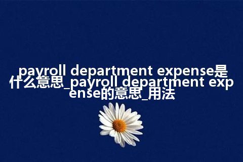 payroll department expense是什么意思_payroll department expense的意思_用法