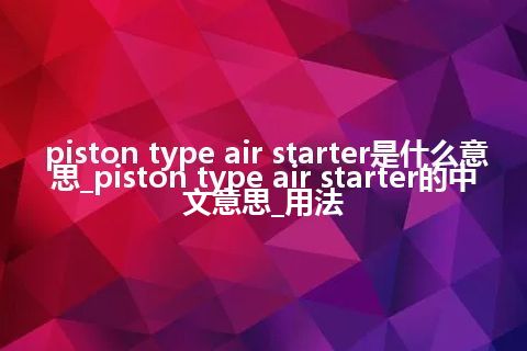 piston type air starter是什么意思_piston type air starter的中文意思_用法