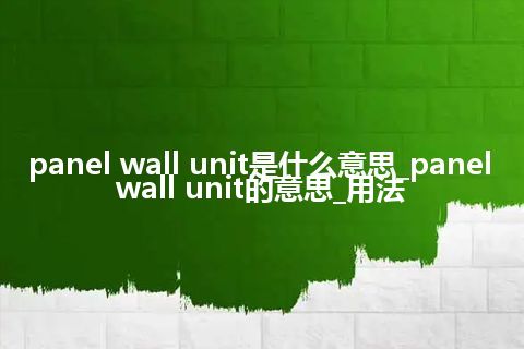 panel wall unit是什么意思_panel wall unit的意思_用法