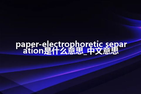paper-electrophoretic separation是什么意思_中文意思