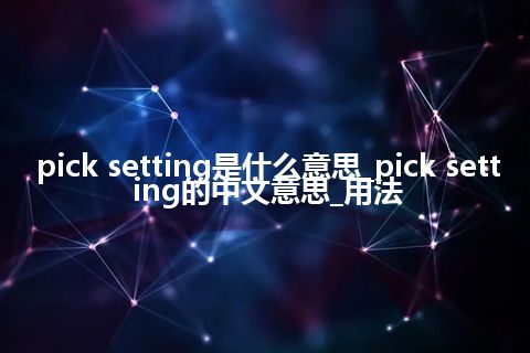 pick setting是什么意思_pick setting的中文意思_用法
