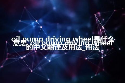 oil pump driving wheel是什么意思_oil pump driving wheel的中文翻译及用法_用法