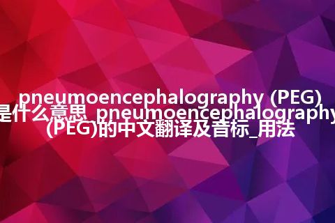 pneumoencephalography (PEG)是什么意思_pneumoencephalography (PEG)的中文翻译及音标_用法