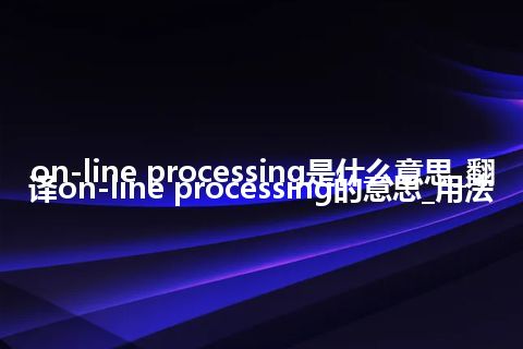 on-line processing是什么意思_翻译on-line processing的意思_用法