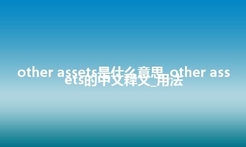 other assets是什么意思_other assets的中文释义_用法