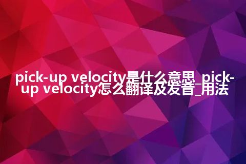 pick-up velocity是什么意思_pick-up velocity怎么翻译及发音_用法
