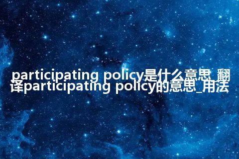 participating policy是什么意思_翻译participating policy的意思_用法