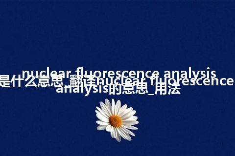 nuclear fluorescence analysis是什么意思_翻译nuclear fluorescence analysis的意思_用法