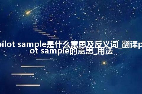 pilot sample是什么意思及反义词_翻译pilot sample的意思_用法