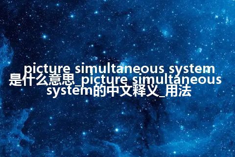 picture simultaneous system是什么意思_picture simultaneous system的中文释义_用法