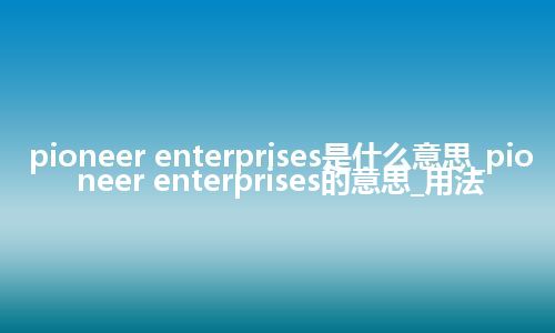 pioneer enterprises是什么意思_pioneer enterprises的意思_用法