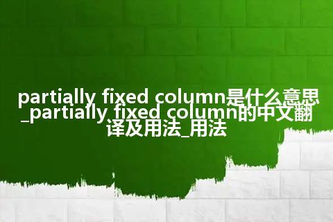partially fixed column是什么意思_partially fixed column的中文翻译及用法_用法