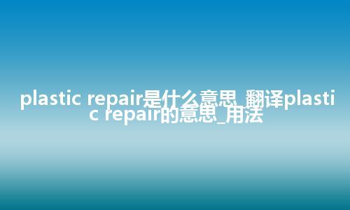 plastic repair是什么意思_翻译plastic repair的意思_用法