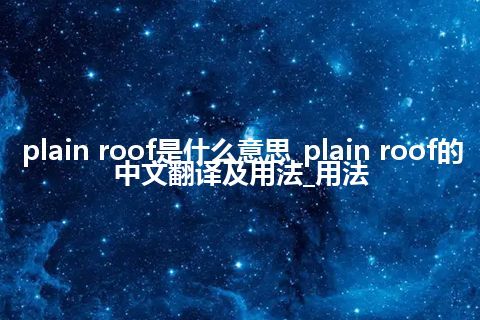 plain roof是什么意思_plain roof的中文翻译及用法_用法