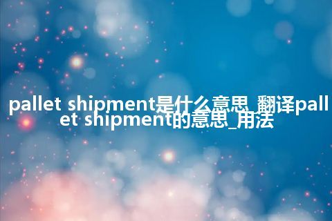 pallet shipment是什么意思_翻译pallet shipment的意思_用法
