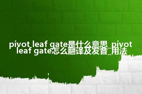 pivot leaf gate是什么意思_pivot leaf gate怎么翻译及发音_用法