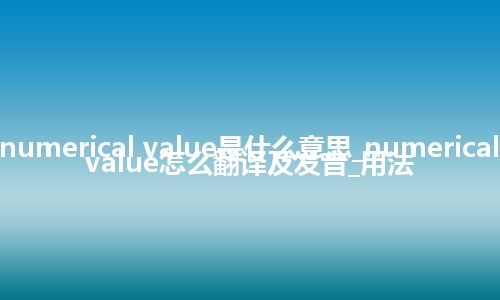 numerical value是什么意思_numerical value怎么翻译及发音_用法