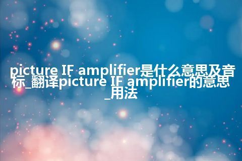 picture IF amplifier是什么意思及音标_翻译picture IF amplifier的意思_用法