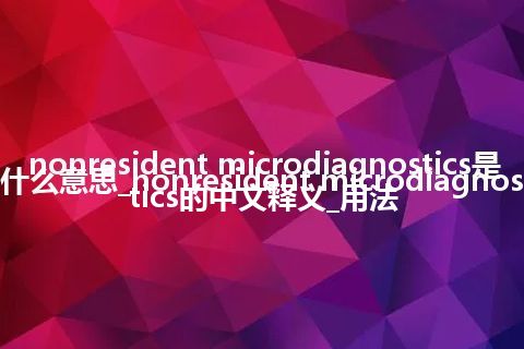 nonresident microdiagnostics是什么意思_nonresident microdiagnostics的中文释义_用法