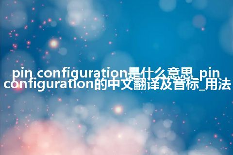 pin configuration是什么意思_pin configuration的中文翻译及音标_用法