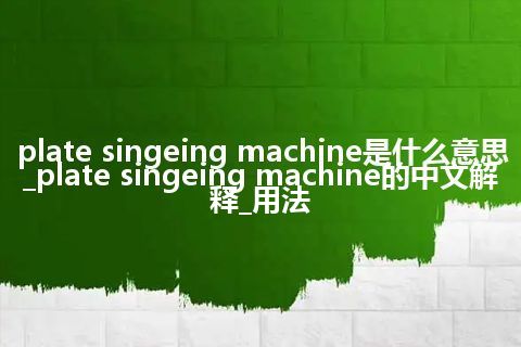 plate singeing machine是什么意思_plate singeing machine的中文解释_用法
