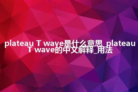 plateau T wave是什么意思_plateau T wave的中文解释_用法