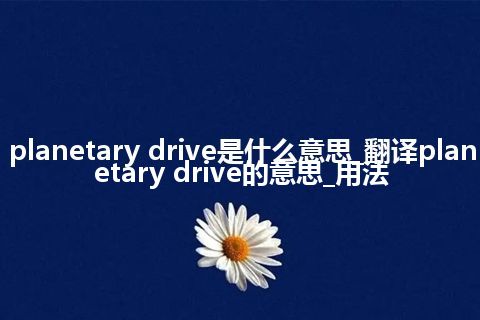 planetary drive是什么意思_翻译planetary drive的意思_用法