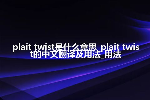 plait twist是什么意思_plait twist的中文翻译及用法_用法