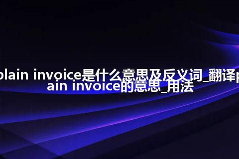 plain invoice是什么意思及反义词_翻译plain invoice的意思_用法