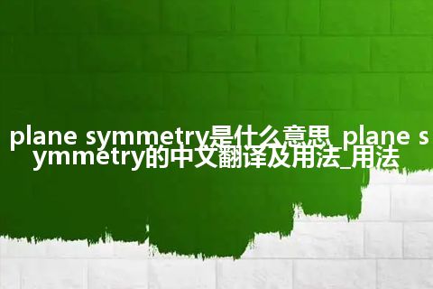 plane symmetry是什么意思_plane symmetry的中文翻译及用法_用法