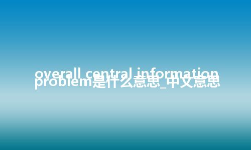 overall central information problem是什么意思_中文意思
