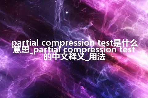 partial compression test是什么意思_partial compression test的中文释义_用法