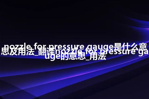 nozzle for pressure gauge是什么意思及用法_翻译nozzle for pressure gauge的意思_用法