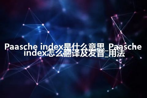 Paasche index是什么意思_Paasche index怎么翻译及发音_用法