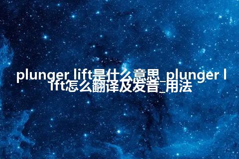 plunger lift是什么意思_plunger lift怎么翻译及发音_用法