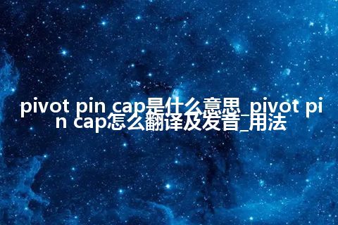 pivot pin cap是什么意思_pivot pin cap怎么翻译及发音_用法