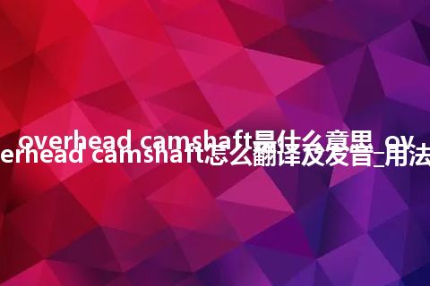 overhead camshaft是什么意思_overhead camshaft怎么翻译及发音_用法