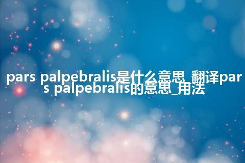 pars palpebralis是什么意思_翻译pars palpebralis的意思_用法