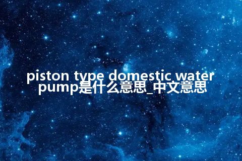 piston type domestic water pump是什么意思_中文意思